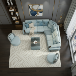 Obli Lifa L-Shape Aqua Quilted Sectional OBLI-1900