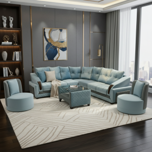 Obli Lifa L-Shape Aqua Quilted Sectional OBLI-1900