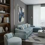 Obli Lifa L-Shape Aqua Quilted Sectional OBLI-1900