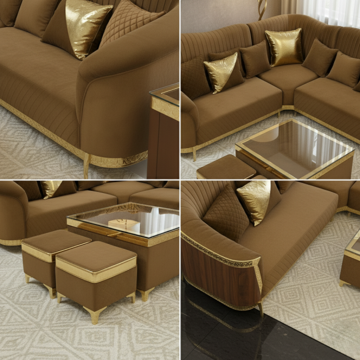 Obli Zova L-Shape Designer Velvet Lounge OBLI-1202