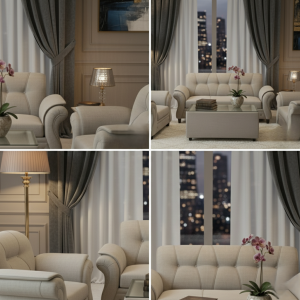 Obli Lino 3+1+1 Tufted Sofa Set OBLI-1800